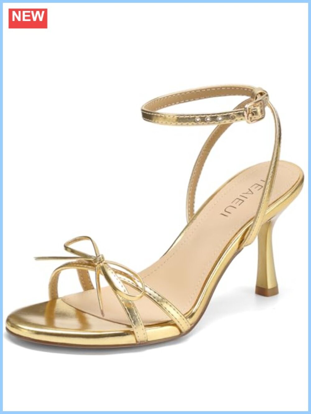 Women's Strappy Kitten Heel Sandals with Bow, Open Toe Ankle Strap Party Shoes